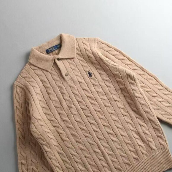 Polo by Ralph Embroidered cable knit collar women's wool sweater - Picture 4 of 7